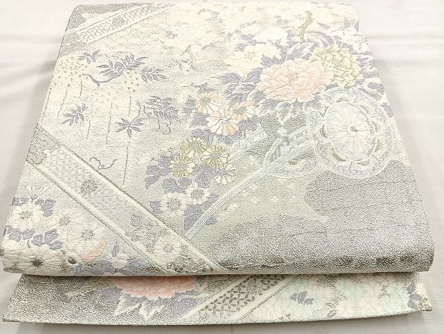 平和屋着物◎六通柄袋帯 唐織 花車華文 金銀糸 逸品 BAAK6108cm
