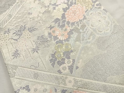 平和屋着物◎六通柄袋帯 唐織 花車華文 金銀糸 逸品 BAAK6108cm