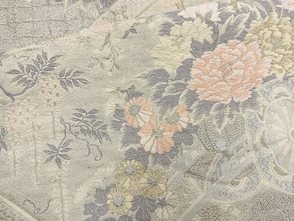 平和屋着物◎六通柄袋帯 唐織 花車華文 金銀糸 逸品 BAAK6108cm