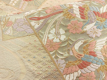 平和屋着物◎六通柄袋帯 唐織 鳳凰色紙流し 金糸 逸品 BAAK6109cm