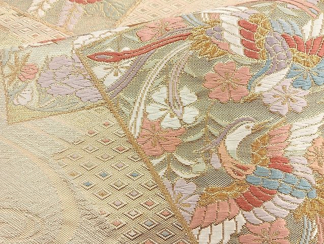 平和屋着物◎六通柄袋帯 唐織 鳳凰色紙流し 金糸 逸品 BAAK6109cm