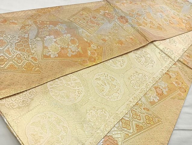 平和屋着物◎佐賀錦 六通柄袋帯 冊子短冊吉祥文 金銀糸 逸品 BAAK6133cm