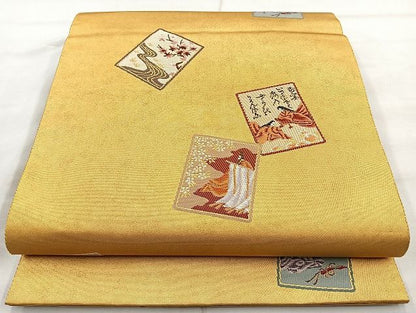平和屋着物◎六通柄袋帯 古典金紗繍箔 引箔 逸品 BAAK6150cm