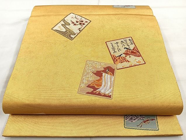 平和屋着物◎六通柄袋帯 古典金紗繍箔 引箔 逸品 BAAK6150cm