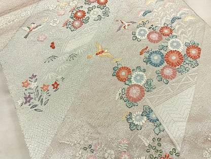 平和屋着物◎西陣 六通柄袋帯 唐織 小袖の調 銀糸 逸品 BAAK6144cm