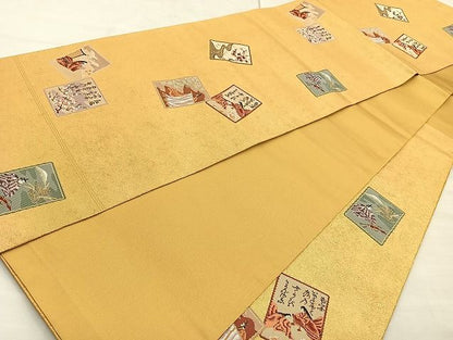 平和屋着物◎六通柄袋帯 古典金紗繍箔 引箔 逸品 BAAK6150cm