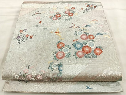 平和屋着物◎西陣 六通柄袋帯 唐織 小袖の調 銀糸 逸品 BAAK6144cm