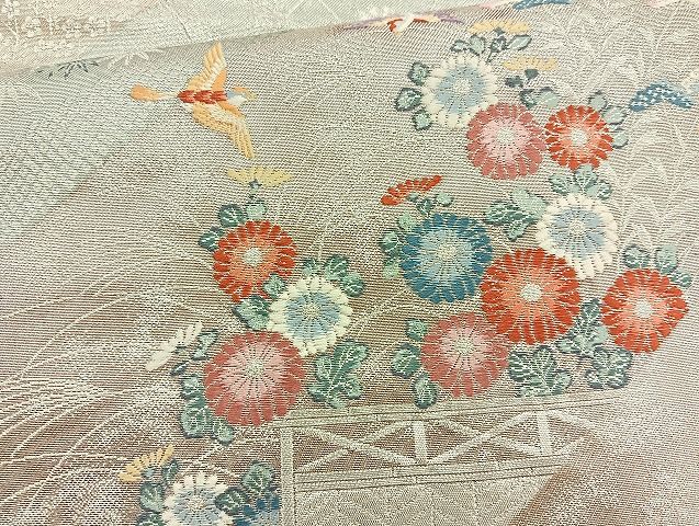 平和屋着物◎西陣 六通柄袋帯 唐織 小袖の調 銀糸 逸品 BAAK6144cm