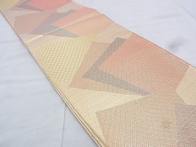 平和屋着物◎佐賀錦 六通柄袋帯 色紙重ね 金糸 逸品 BAAK0411if