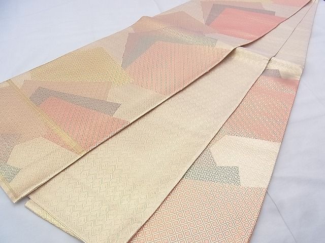 平和屋着物◎佐賀錦 六通柄袋帯 色紙重ね 金糸 逸品 BAAK0411if