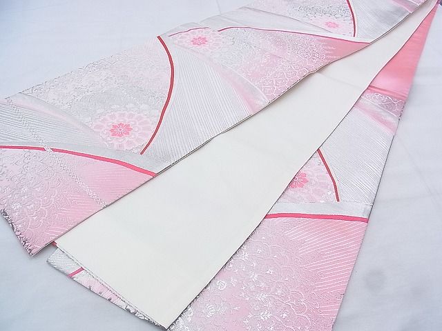 平和屋着物◎六通柄袋帯 唐織 飾花文様 銀糸 逸品 BAAK0434if