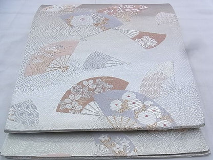 平和屋着物◎六通柄袋帯 唐織 花扇面散らし 金銀糸 逸品 BAAK0433if