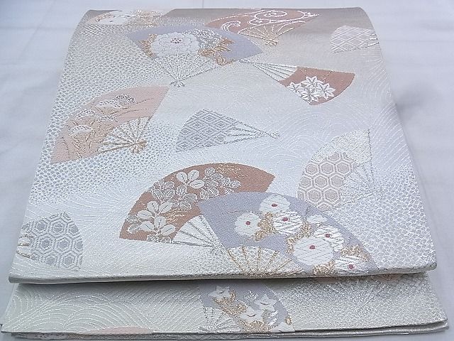 平和屋着物◎六通柄袋帯 唐織 花扇面散らし 金銀糸 逸品 BAAK0433if