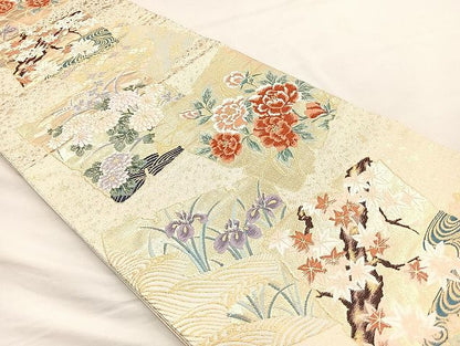 平和屋着物◎六通柄袋帯 唐織 琳派 色紙文 金糸 逸品 BAAK0457if