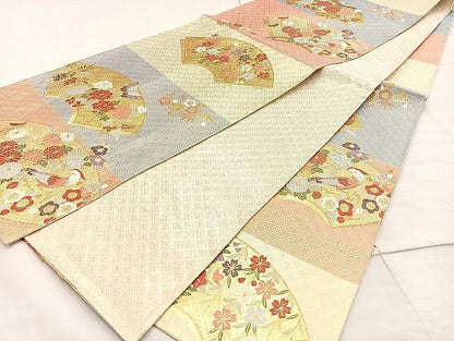 平和屋着物◎佐賀錦 六通柄袋帯 唐織 地紙花蝶文 金糸 逸品 BAAK0463if