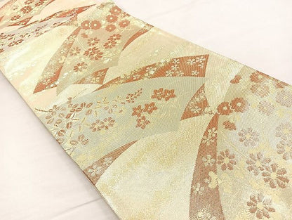 平和屋着物◎佐賀錦 六通柄袋帯 地紙重ね秋草文 金糸 逸品 BAAK0460if