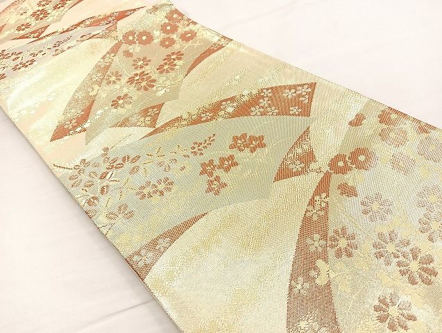 平和屋着物◎佐賀錦 六通柄袋帯 地紙重ね秋草文 金糸 逸品 BAAK0460if