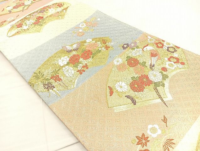 平和屋着物◎佐賀錦 六通柄袋帯 唐織 地紙花蝶文 金糸 逸品 BAAK0463if