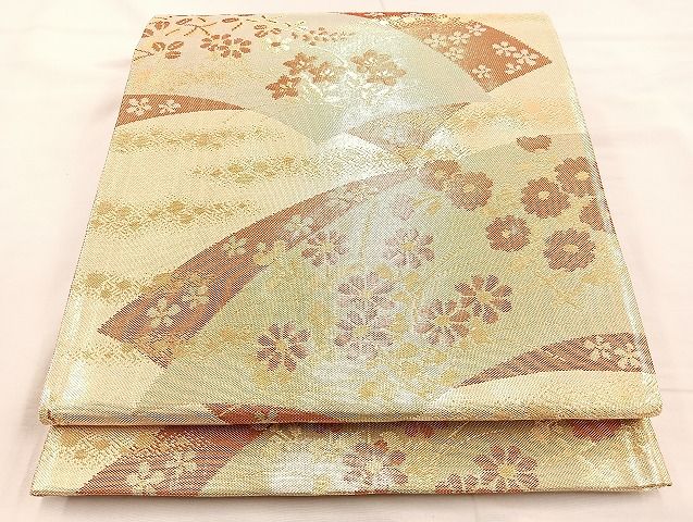 平和屋着物◎佐賀錦 六通柄袋帯 地紙重ね秋草文 金糸 逸品 BAAK0460if