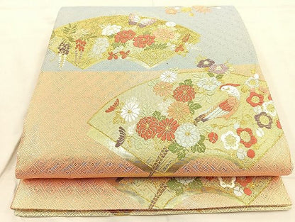 平和屋着物◎佐賀錦 六通柄袋帯 唐織 地紙花蝶文 金糸 逸品 BAAK0463if