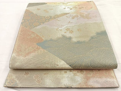 平和屋着物◎六通柄袋帯 遠山吉祥草花文 金糸 逸品 BAAK0471if