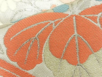 平和屋着物◎六通柄袋帯 唐織 桐菊菱文 プラチナ箔 金銀糸 逸品 BAAK0480if