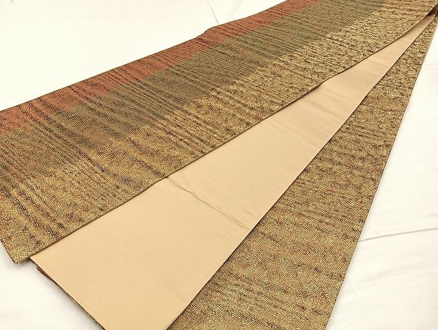 平和屋着物◎全通柄袋帯 間道 金糸 逸品 BAAK0486if