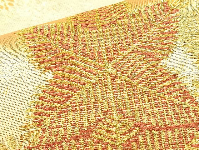 平和屋着物◎六通柄袋帯 エ霞若松葉文 金糸 逸品 BAAK0485if