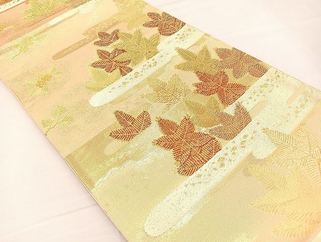 平和屋着物◎六通柄袋帯 エ霞若松葉文 金糸 逸品 BAAK0485if