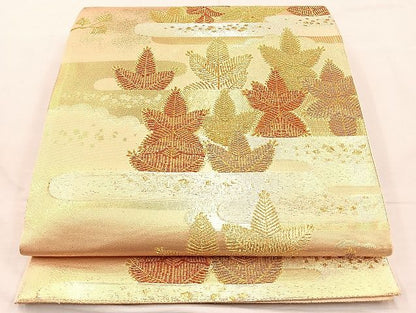 平和屋着物◎六通柄袋帯 エ霞若松葉文 金糸 逸品 BAAK0485if