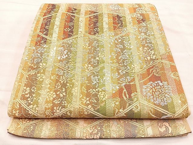 平和屋着物◎六通柄袋帯 唐織 亀甲名物裂 金銀糸 逸品 BAAK0491if