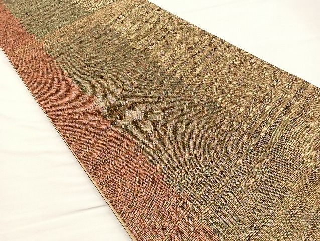 平和屋着物◎全通柄袋帯 間道 金糸 逸品 BAAK0486if