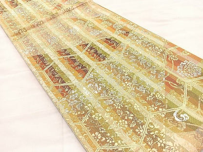 平和屋着物◎六通柄袋帯 唐織 亀甲名物裂 金銀糸 逸品 BAAK0491if
