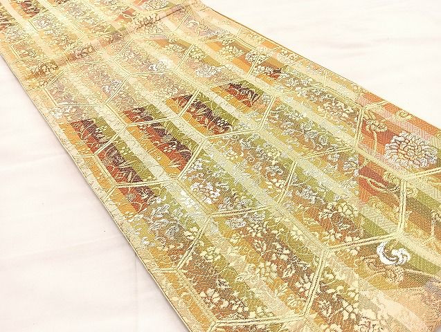 平和屋着物◎六通柄袋帯 唐織 亀甲名物裂 金銀糸 逸品 BAAK0491if