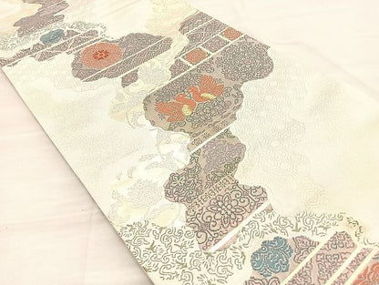 平和屋着物◎六通柄袋帯 道長正倉院文 金糸 逸品 BAAK3519if