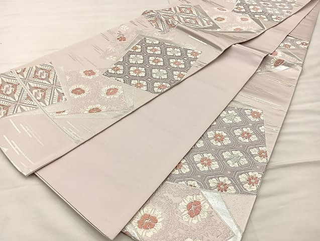 平和屋着物◎六通柄袋帯 唐織 色紙有職文 銀糸 逸品 BAAK3506if