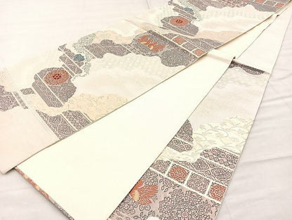 平和屋着物◎六通柄袋帯 道長正倉院文 金糸 逸品 BAAK3519if