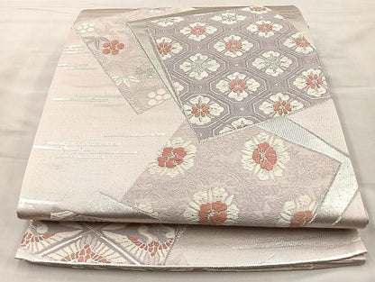 平和屋着物◎六通柄袋帯 唐織 色紙有職文 銀糸 逸品 BAAK3506if