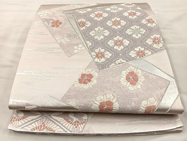 平和屋着物◎六通柄袋帯 唐織 色紙有職文 銀糸 逸品 BAAK3506if