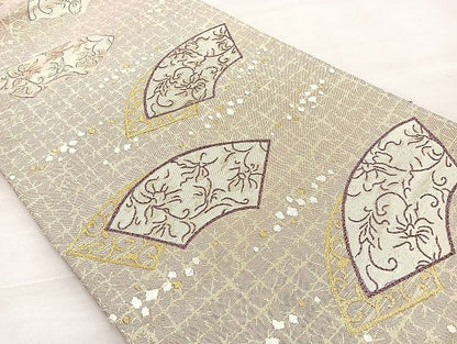 平和屋着物◎六通太鼓柄袋帯 地紙箔散らし 金糸 逸品 BAAK3550if