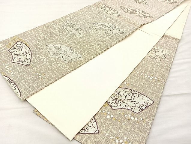平和屋着物◎六通太鼓柄袋帯 地紙箔散らし 金糸 逸品 BAAK3550if