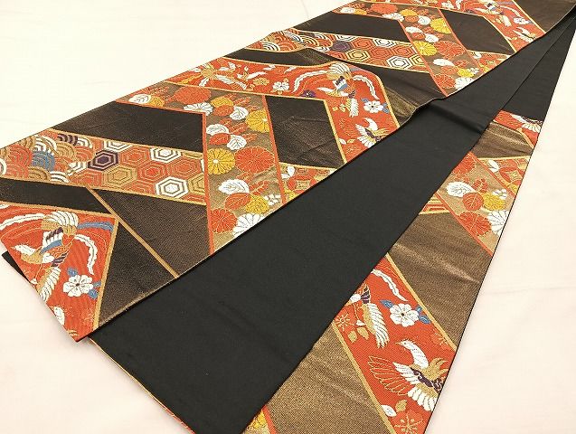 平和屋着物◎六通柄袋帯 唐織 鳳凰菊桐文 金糸 逸品 BAAK3549if