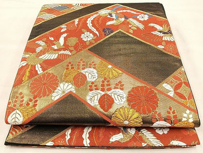 平和屋着物◎六通柄袋帯 唐織 鳳凰菊桐文 金糸 逸品 BAAK3549if