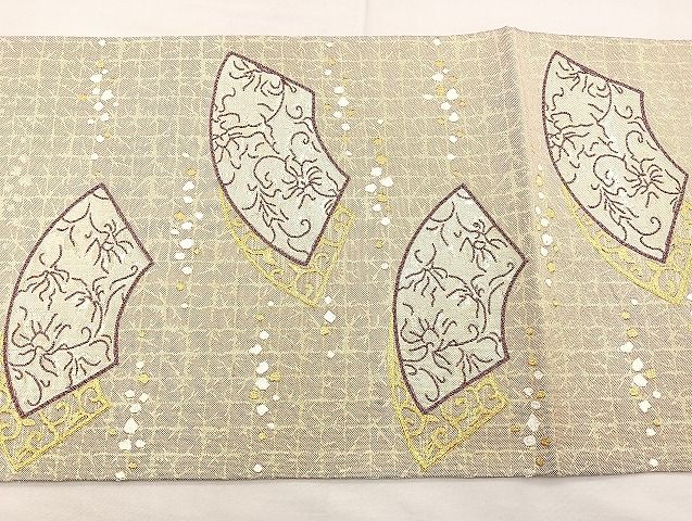 平和屋着物◎六通太鼓柄袋帯 地紙箔散らし 金糸 逸品 BAAK3550if