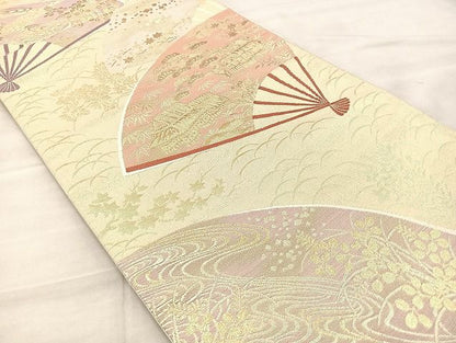 平和屋着物◎六通柄袋帯 扇面御所解文 金糸 逸品 BAAK4717if