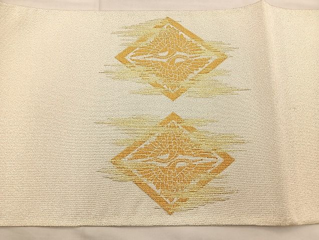 平和屋着物◎太鼓柄袋帯 向かい鶴菱菊文 金銀糸 逸品 BAAK4706if
