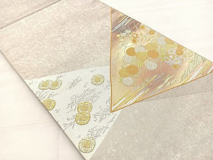 平和屋着物◎太鼓柄袋帯 有職秋草文 金銀糸 逸品 BAAK4741if