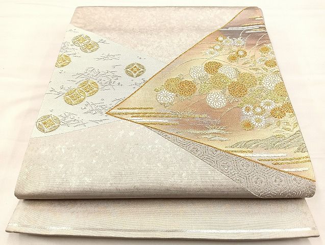 平和屋着物◎太鼓柄袋帯 有職秋草文 金銀糸 逸品 BAAK4741if