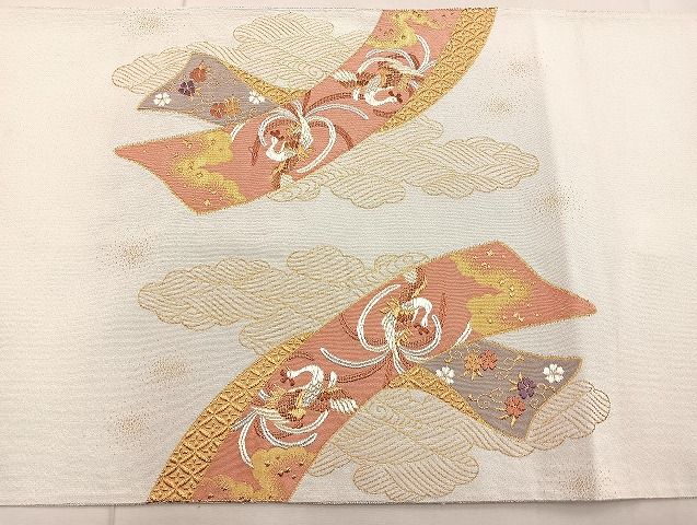 平和屋着物◎太鼓柄袋帯 唐織 綴れ 几帳有職文 金糸 逸品 BAAK4746if