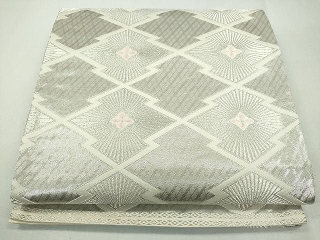 平和屋着物◎六通柄袋帯 松皮菱舞花文 銀糸 逸品 CAAI1296ku